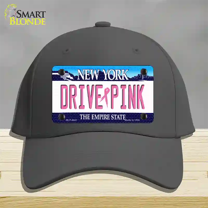 Drive Pink New York Novelty License Plate Hat Cotton / Charcoal