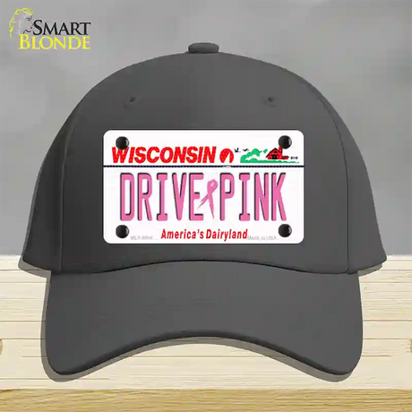 Drive Pink Wisconsin Novelty License Plate Hat Cotton / Charcoal