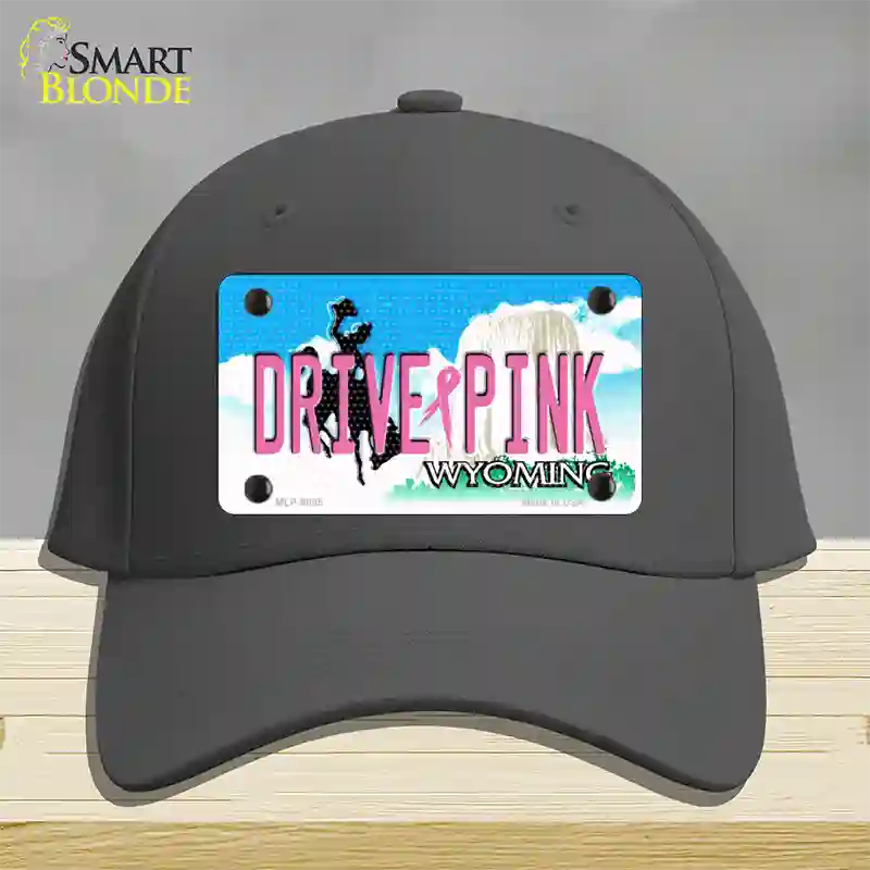 Drive Pink Wyoming Novelty License Plate Hat Cotton / Charcoal