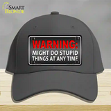 Might Do Stupid Things Novelty License Plate Hat Cotton / Charcoal