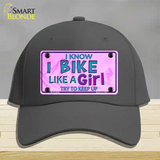 Bike Like A Girl Pink Novelty License Plate Hat Cotton / Charcoal