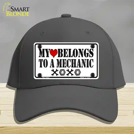 Heart Belongs To Mechanic Novelty License Plate Hat Cotton / Charcoal