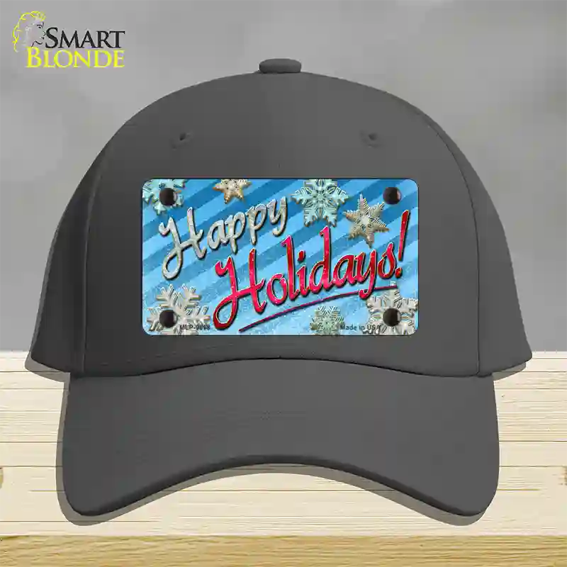 Happy Holidays Blue Novelty License Plate Hat Cotton / Charcoal