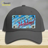 Happy Holidays Blue Novelty License Plate Hat Cotton / Charcoal