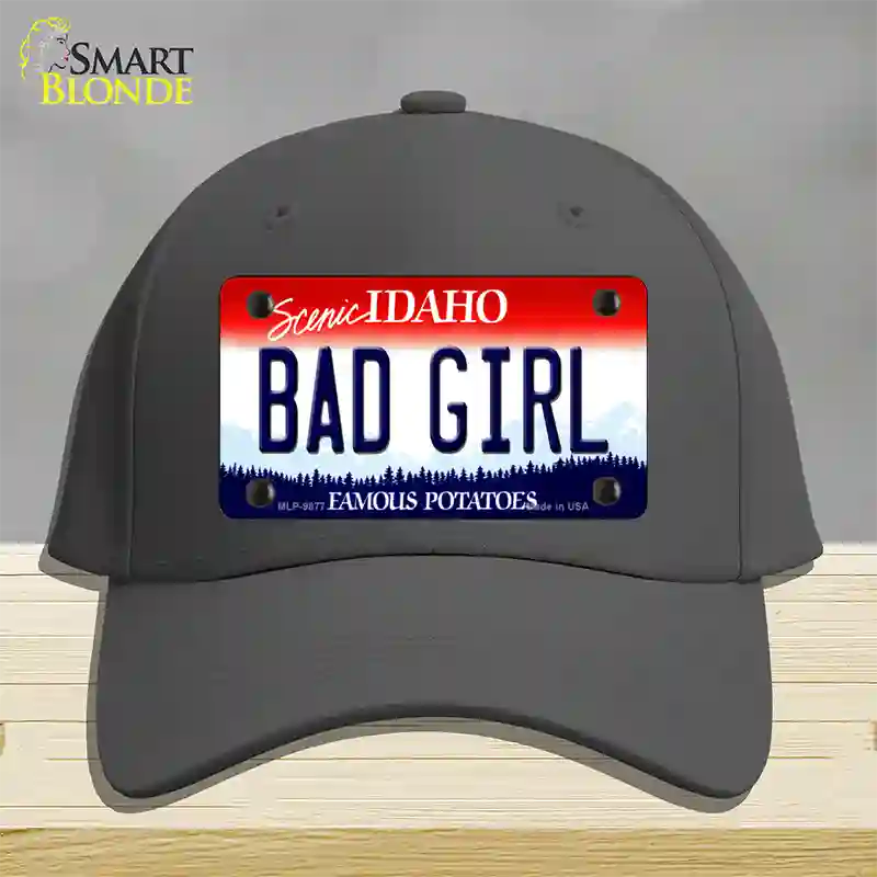 Bad Girl Idaho Novelty License Plate Hat Cotton / Charcoal