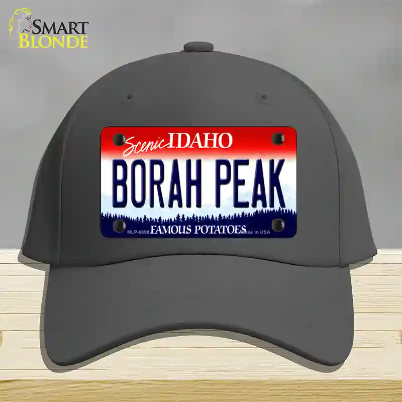 Borah Peak Idaho Novelty License Plate Hat Cotton / Charcoal