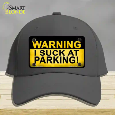 Warning Suck At Parking Novelty License Plate Hat Cotton / Charcoal