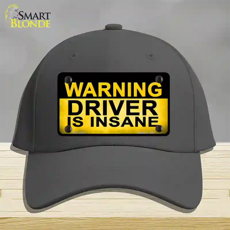 Warning Driver Insane Novelty License Plate Hat Cotton / Charcoal