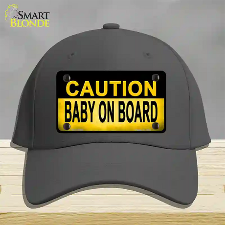 Caution Baby On Board Novelty License Plate Hat Cotton / Charcoal