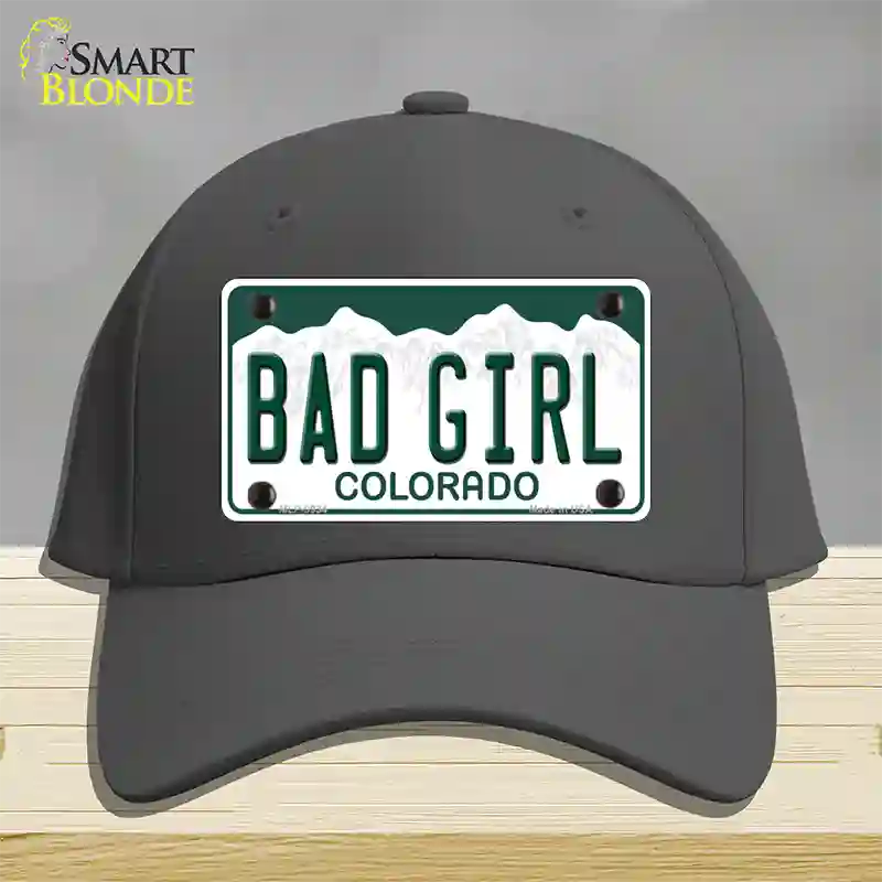 Bad Girl Colorado Novelty License Plate Hat Cotton / Charcoal