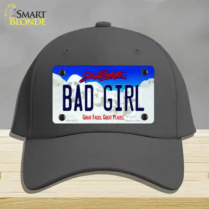 Bad Girl South Dakota Novelty License Plate Hat Cotton / Charcoal