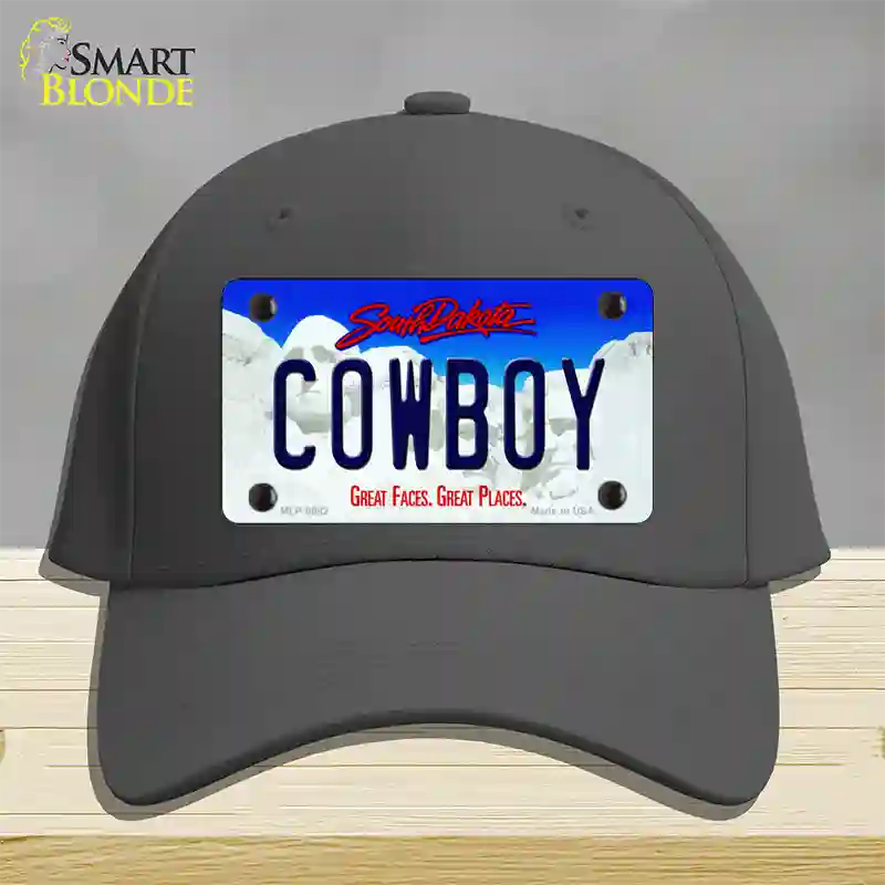 Cowboy South Dakota Novelty License Plate Hat Cotton / Charcoal