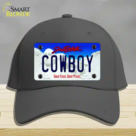 Cowboy South Dakota Novelty License Plate Hat Cotton / Charcoal