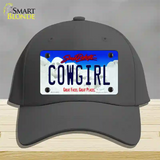 Cowgirl South Dakota Novelty License Plate Hat Cotton / Charcoal