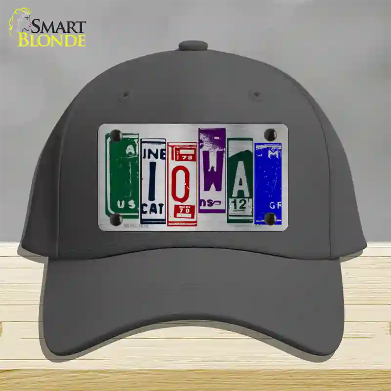 Iowa License Plate Art Novelty License Plate Hat Cotton / Charcoal