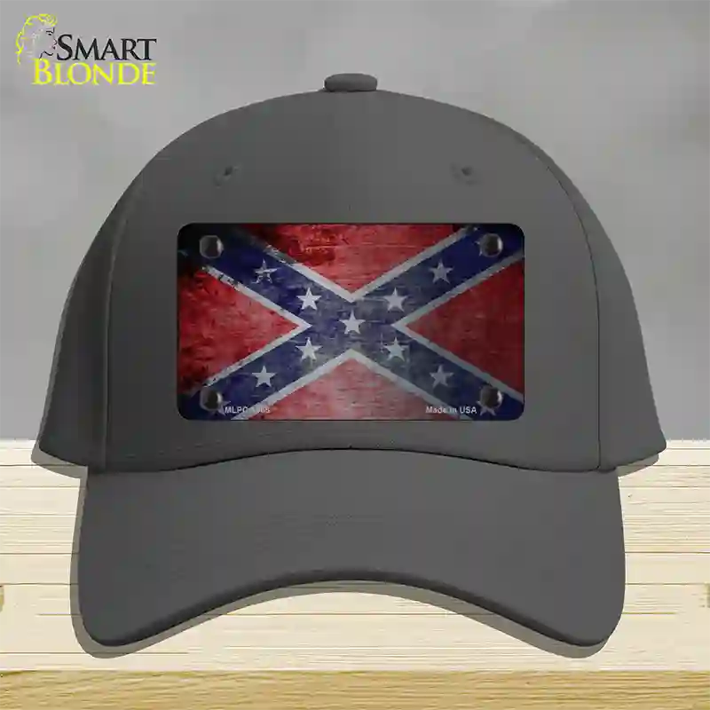 Confederate Flag Scratched Chrome Novelty License Plate Hat Cotton / Charcoal