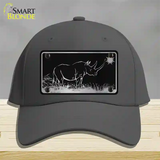 Rhino Black Brushed Chrome Novelty License Plate Hat Cotton / Charcoal