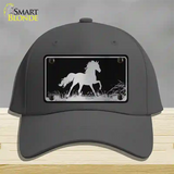 Horse Black Brushed Chrome Novelty License Plate Hat Cotton / Charcoal