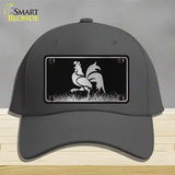 Rooster Black Brushed Chrome Novelty License Plate Hat Cotton / Charcoal