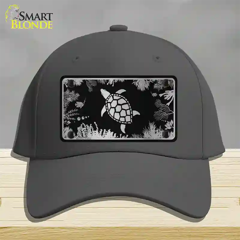 Turtle Black Brushed Chrome Novelty License Plate Hat Cotton / Charcoal