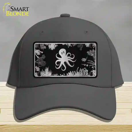 Octopus Black Brushed Chrome Novelty License Plate Hat Cotton / Charcoal