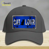 Cat Lover Blue Brushed Chrome Novelty License Plate Hat Tag Cotton / Charcoal