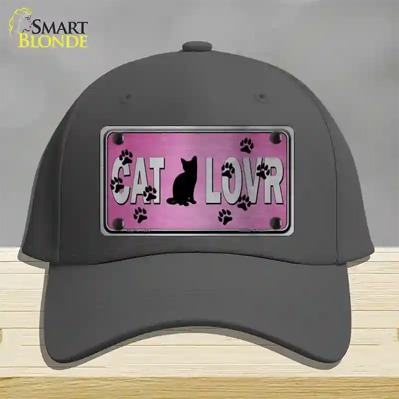 Cat Lover Pink Brushed Chrome Novelty License Plate Hat Tag Cotton / Charcoal