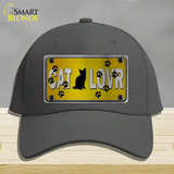 Cat Lover Yellow Brushed Chrome Novelty License Plate Hat Tag Cotton / Charcoal