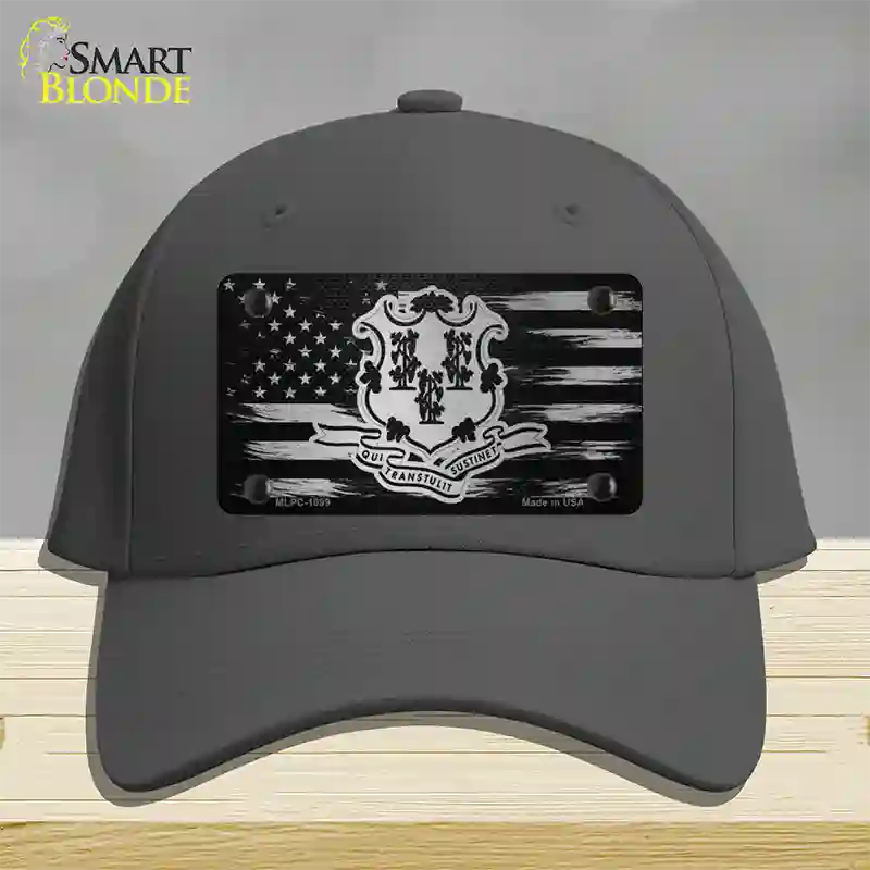 Connecticut Carbon Fiber Novelty License Plate Hat Cotton / Charcoal