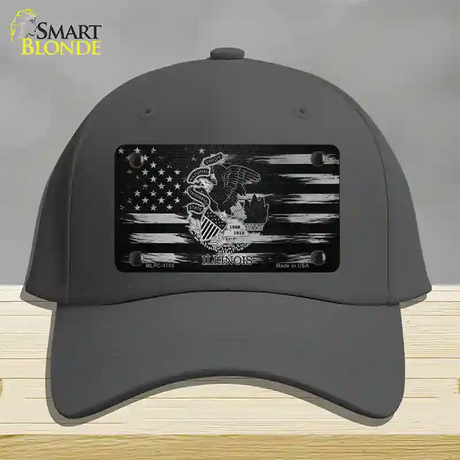 Illinois Carbon Fiber Novelty License Plate Hat Cotton / Charcoal