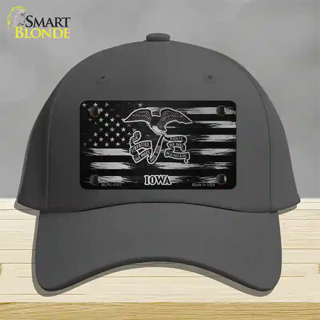 Iowa Carbon Fiber Novelty License Plate Hat Cotton / Charcoal