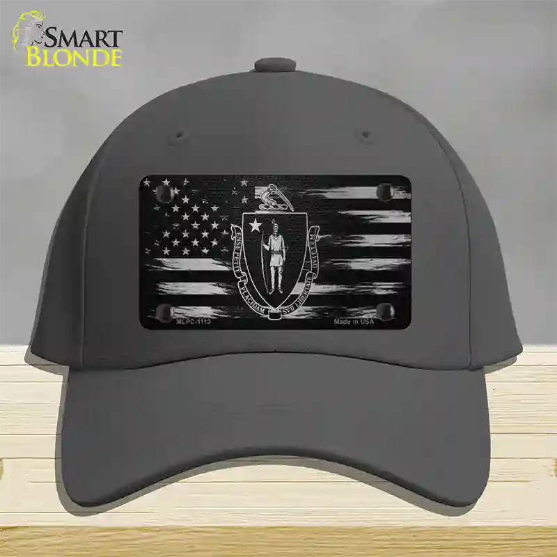 Massachusetts Carbon Fiber Novelty License Plate Hat Cotton / Charcoal