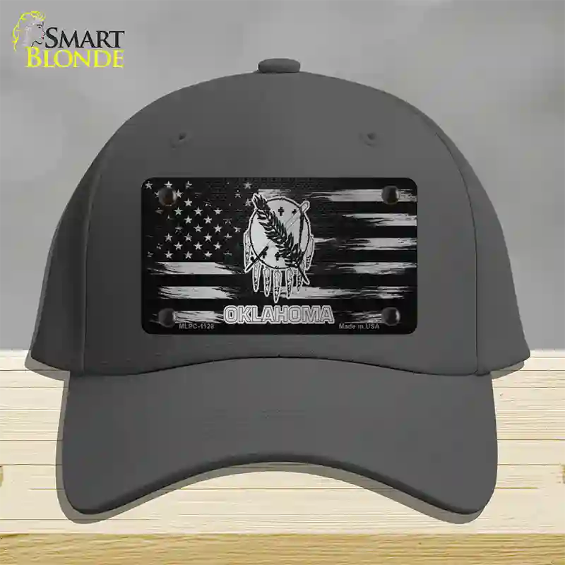 Oklahoma Carbon Fiber Novelty License Plate Hat Cotton / Charcoal