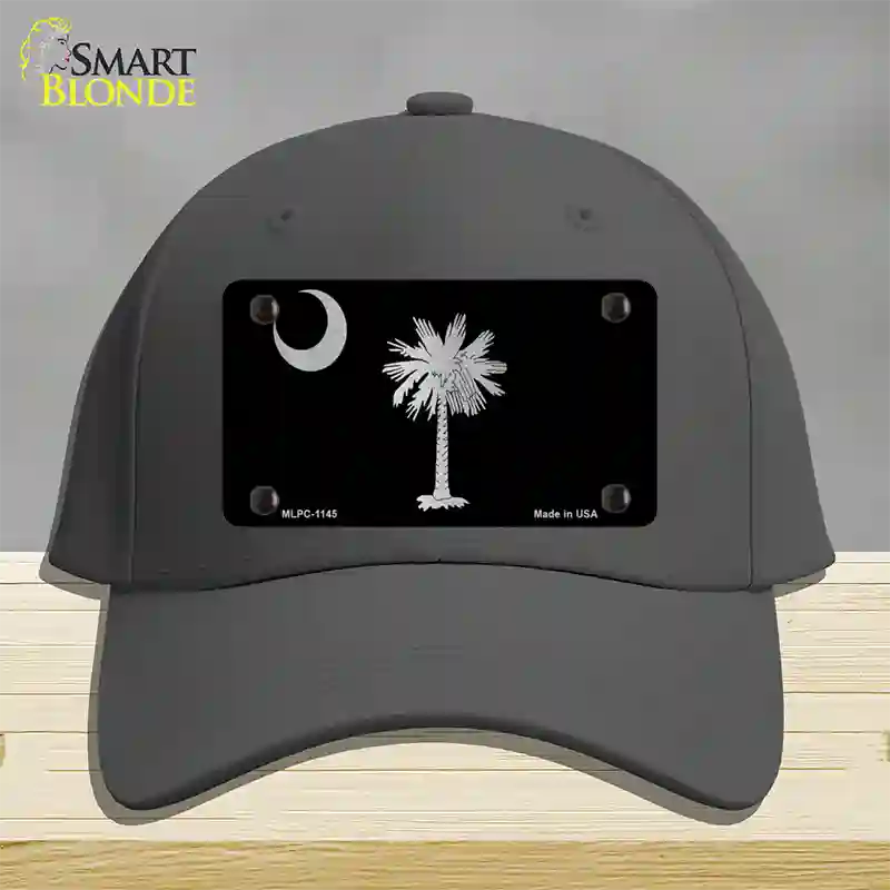 Palmetto Flag Brushed Chrome Novelty License Plate Hat Cotton / Charcoal