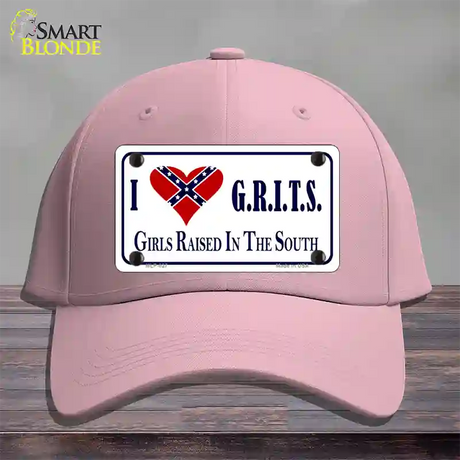 G.R.I.T.S. Confederate Flag Novelty License Plate Hat Cotton / Pink