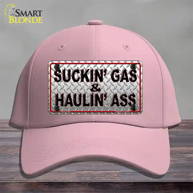 Suckin Gas and Haulin Ass Novelty License Plate Hat Cotton / Pink