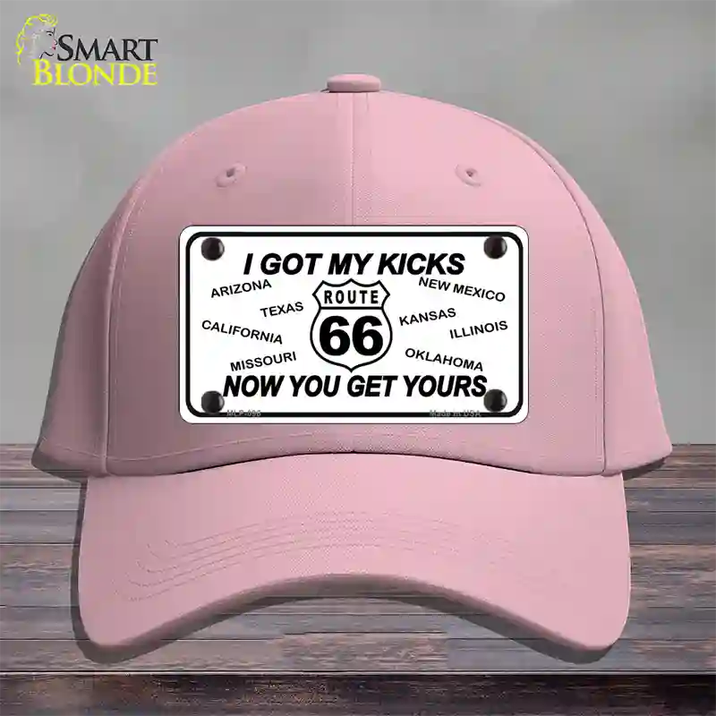 I Got My Kicks Novelty License Plate Hat Cotton / Pink