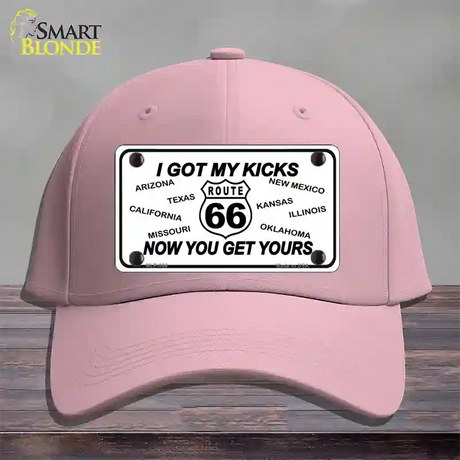 I Got My Kicks Novelty License Plate Hat Cotton / Pink