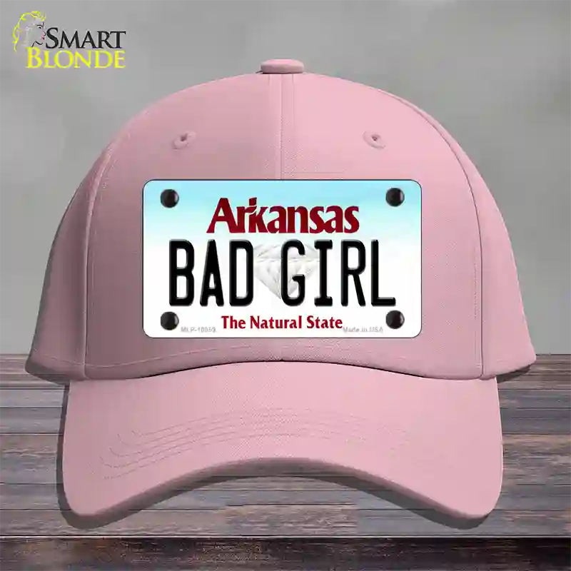 Bad Girl Arkansas Novelty License Plate Hat Cotton / Pink