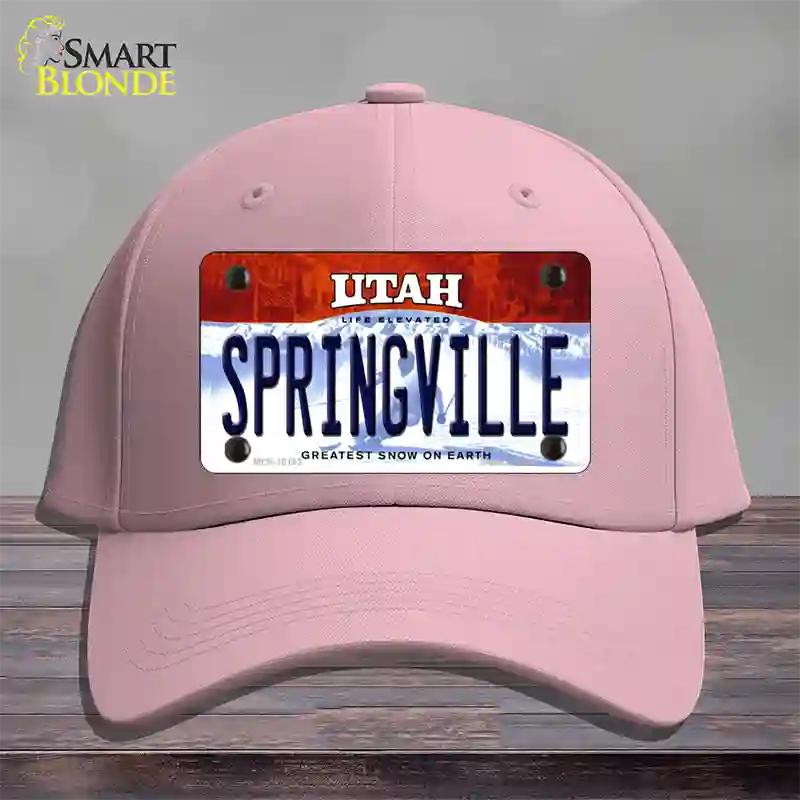 Springville Utah Novelty License Plate Hat Cotton / Pink