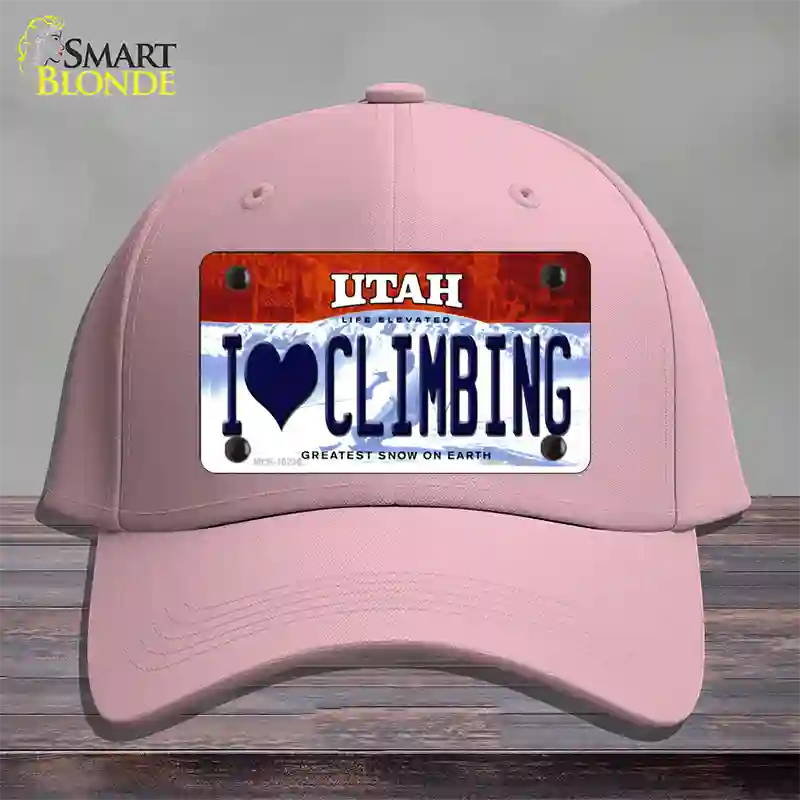 I Love Climbing Utah Novelty License Plate Hat Cotton / Pink