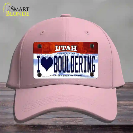 I Love Bouldering Utah Novelty License Plate Hat Cotton / Pink