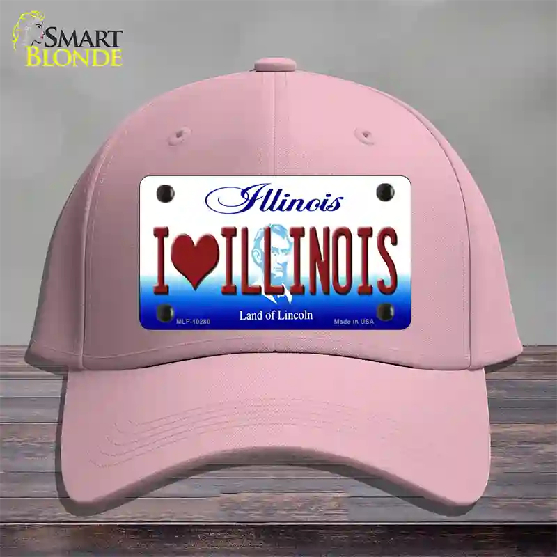 I Love Illinois Novelty License Plate Hat Cotton / Pink