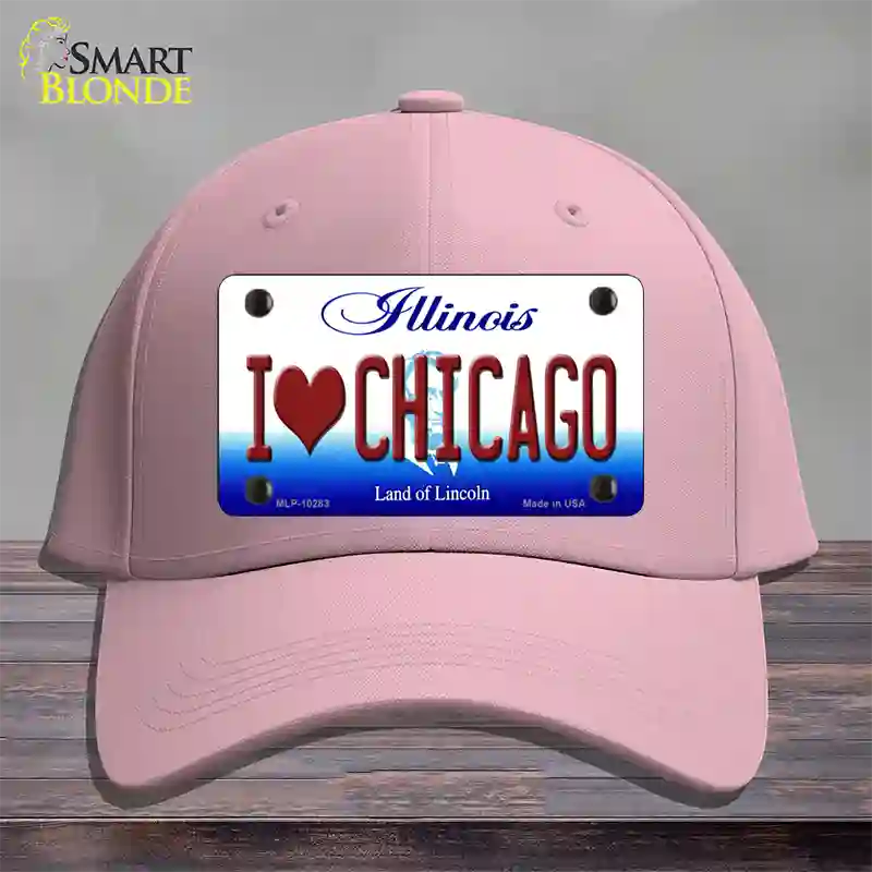 I Love Chicago Illinois Novelty License Plate Hat Cotton / Pink