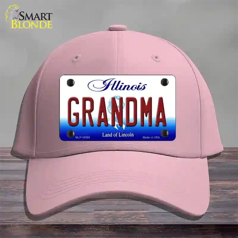 Grandma Illinois Novelty License Plate Hat Cotton / Pink