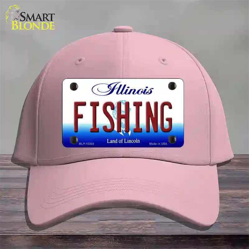 Fishing Illinois Novelty License Plate Hat Cotton / Pink