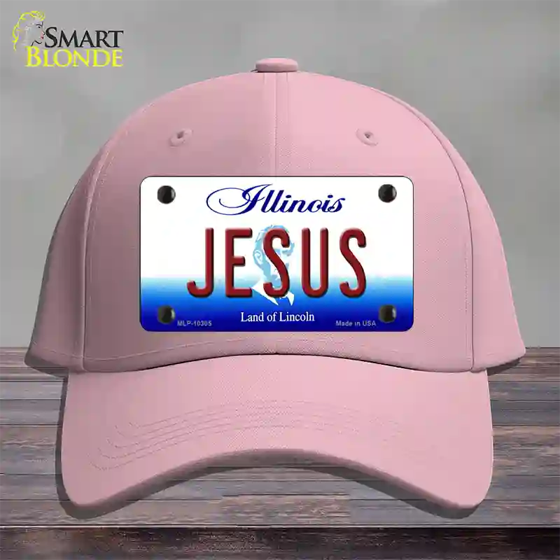 Jesus Illinois Novelty License Plate Hat Cotton / Pink