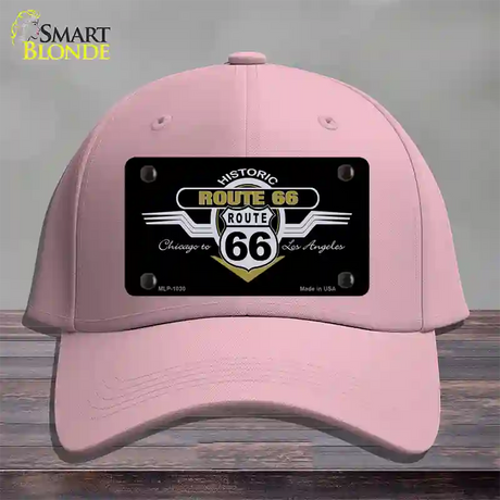 Route 66 Shield Wings Novelty License Plate Hat Cotton / Pink