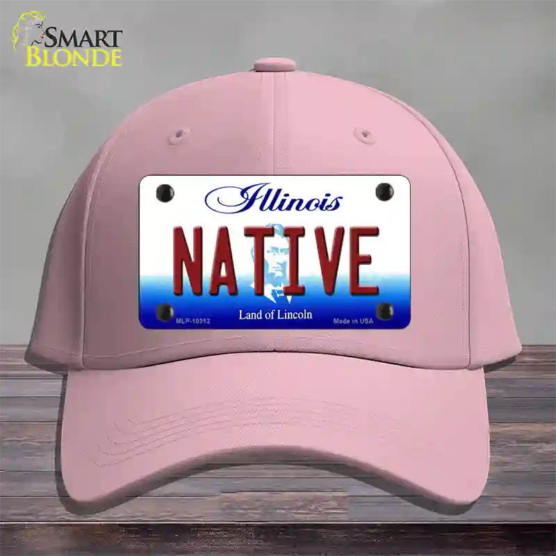 Native Illinois Novelty License Plate Hat Cotton / Pink