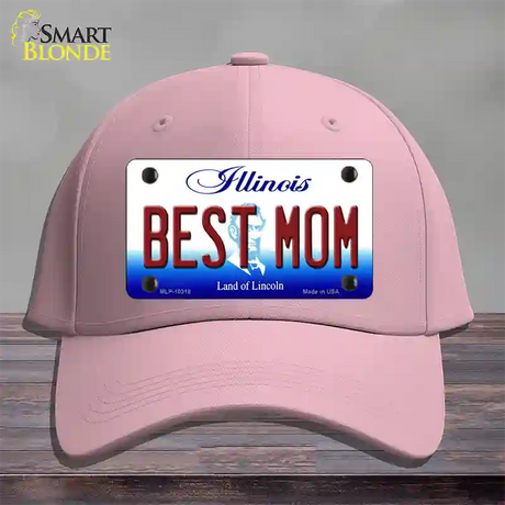 Best Mom Illinois Novelty License Plate Hat Cotton / Pink